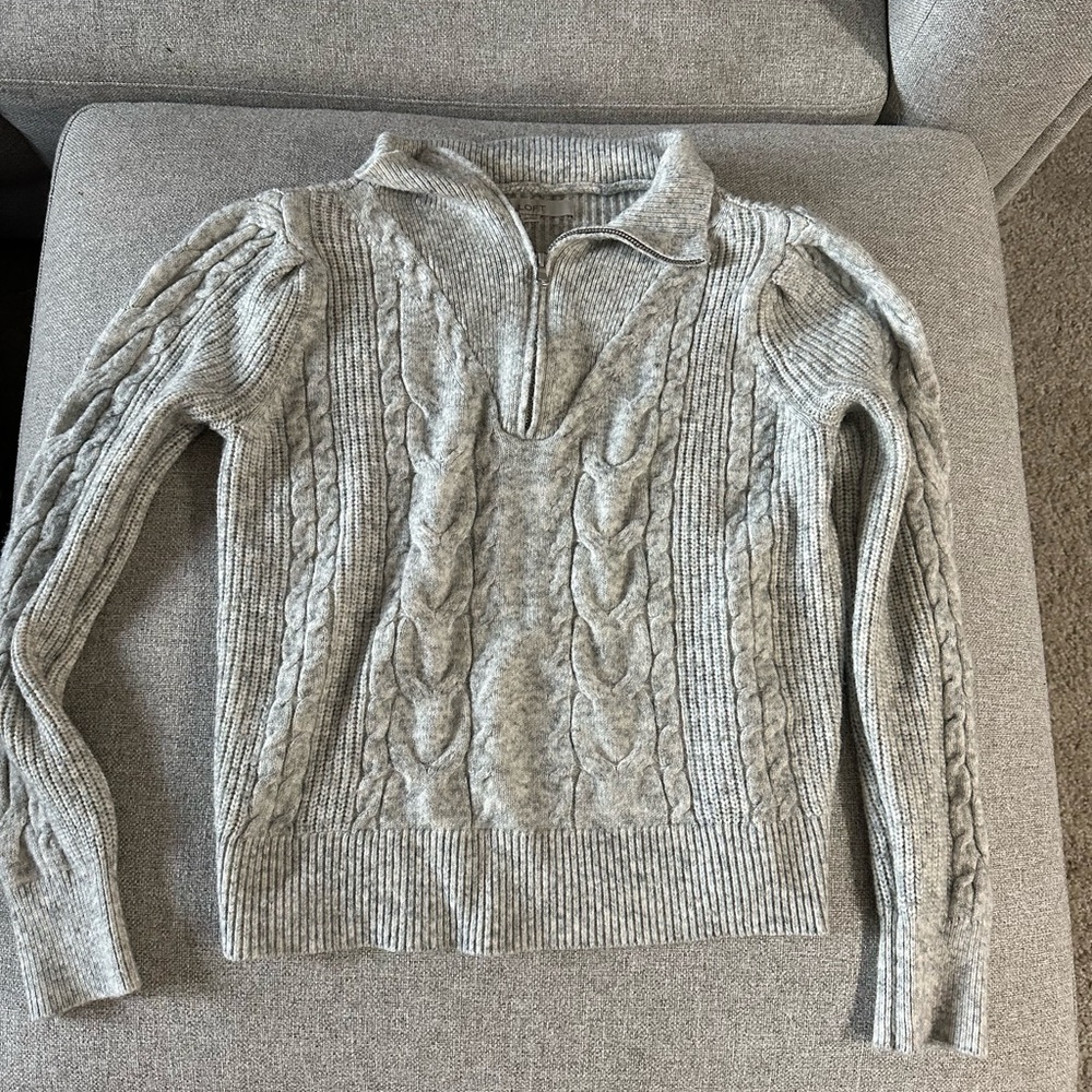 LOFT Light Gray Knit Sweater